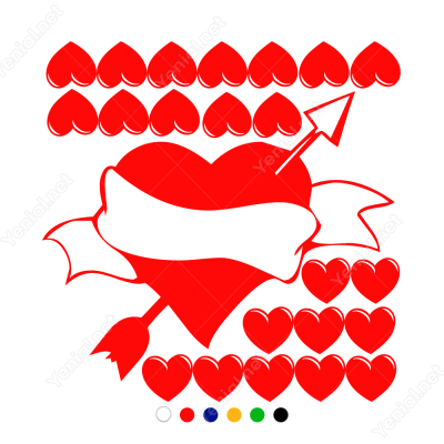 Sevgililer Günü Büyük ve Küçük Kalpler 105x105cm Sticker