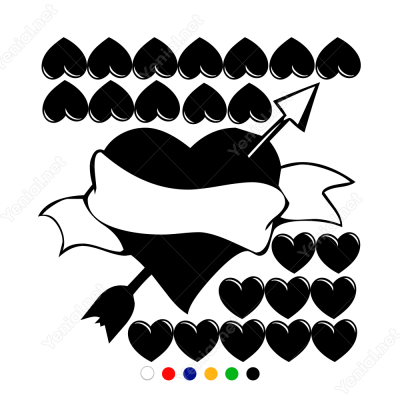 Sevgililer Günü Büyük ve Küçük Kalpler 105x105cm Sticker