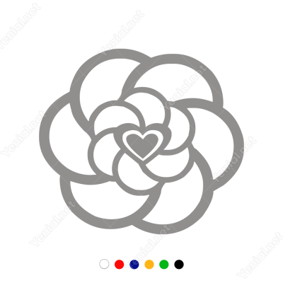 Sevgililer Günü Çiçek Desenli Kalp 110x110cm Sticker