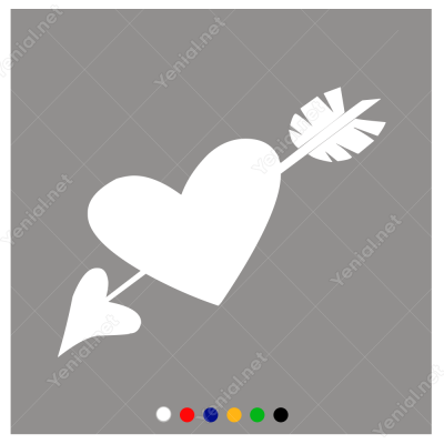 Sevgililer Günü İçinden Ok Geçmiş Kalp 110x110cm Sticker