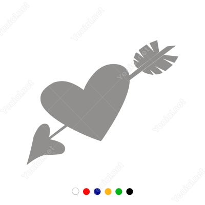 Sevgililer Günü İçinden Ok Geçmiş Kalp 110x110cm Sticker