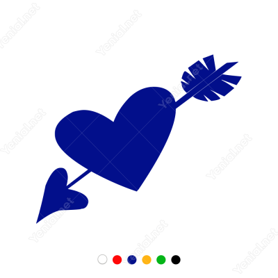 Sevgililer Günü İçinden Ok Geçmiş Kalp 110x110cm Sticker