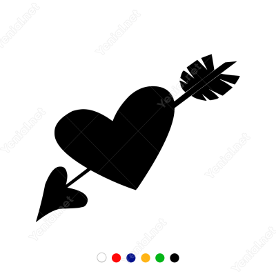 Sevgililer Günü İçinden Ok Geçmiş Kalp 110x110cm Sticker