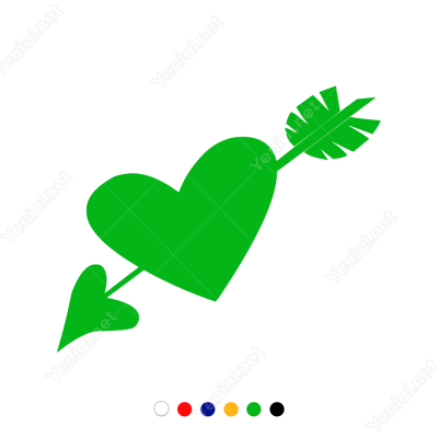 Sevgililer Günü İçinden Ok Geçmiş Kalp 110x110cm Sticker