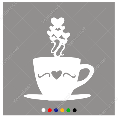 Sevgililer Günü Kahve Fincanı Kalp 110x110cm Sticker Sevgililer Günü Kahve Fincanı Kalp 110x110cm Sticker