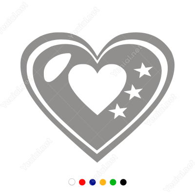 Sevgililer Günü Kalp İçinde Yıldız 110x110cm Sticker
