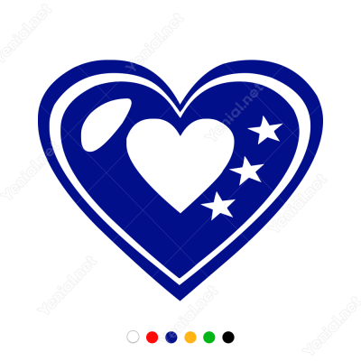 Sevgililer Günü Kalp İçinde Yıldız 110x110cm Sticker