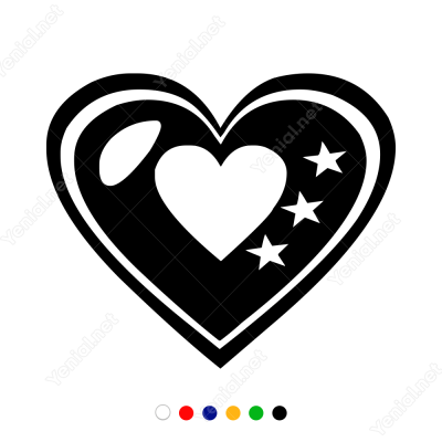 Sevgililer Günü Kalp İçinde Yıldız 110x110cm Sticker