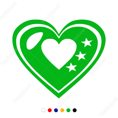 Sevgililer Günü Kalp İçinde Yıldız 110x110cm Sticker