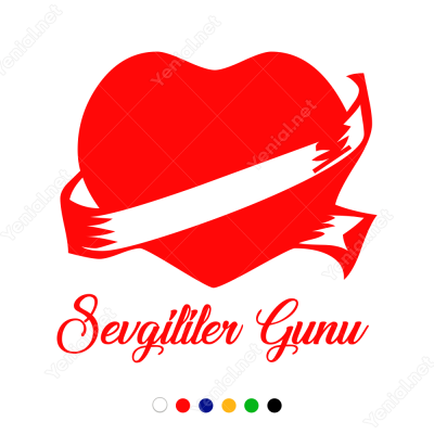Sevgililer Günü Kurdela ile Sarılmış Kalp Sticker Yapıştırma
