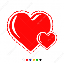 Sevgililer Günü İki Kalp Sticker Yapıştırma
