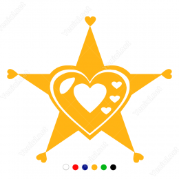 Sevgililer Günü Yıldızlı Kalp 110x110cm Sticker Yapıştırma
