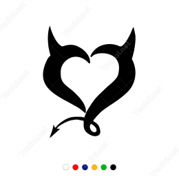 Şeytan İşaretli Kalp Sticker Yapıştırma