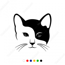Siyah Beyaz Denge Kedi Sticker Yapıştırma