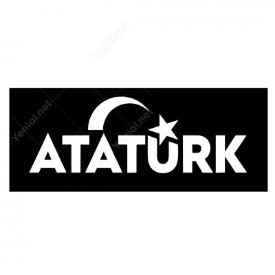Siyah Zeminli Ay Yıldızlı Atatürk Yazısı Sticker