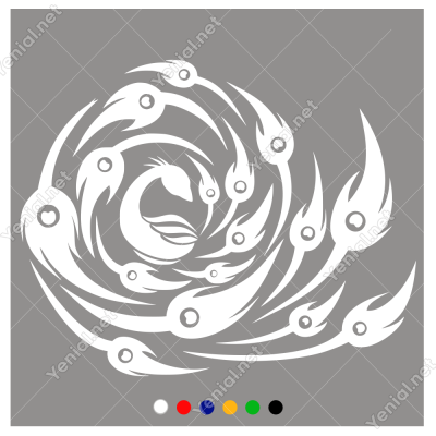 Stilize Edilmiş Tavus Kuşu Duvar Sticker -  60x47cm