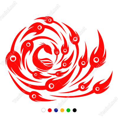 Stilize Edilmiş Tavus Kuşu Duvar Sticker -  60x47cm