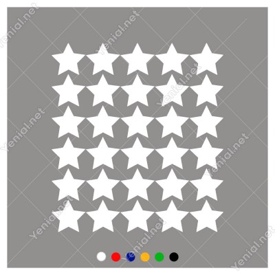 Toplu Halde Oluşturulmuş Yıldız Zemin 30 Adet Sticker