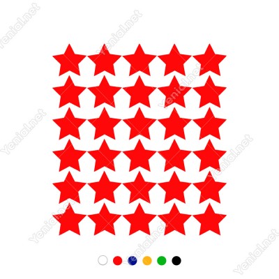 Toplu Halde Oluşturulmuş Yıldız Zemin 30 Adet Sticker