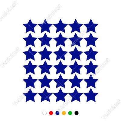 Toplu Halde Oluşturulmuş Yıldız Zemin 30 Adet Sticker