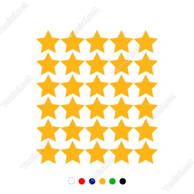 Toplu Halde Oluşturulmuş Yıldız Zemin 30 Adet Sticker