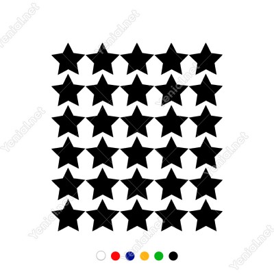 Toplu Halde Oluşturulmuş Yıldız Zemin 30 Adet Sticker