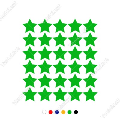 Toplu Halde Oluşturulmuş Yıldız Zemin 30 Adet Sticker