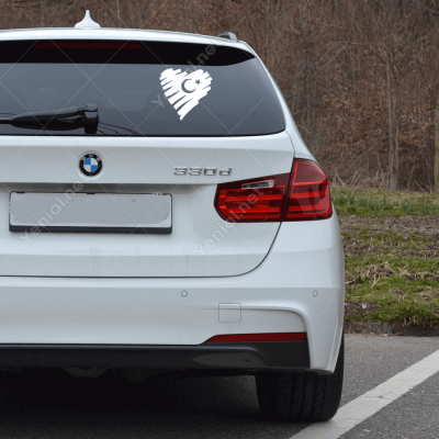 Türk Bayrağı Kalp Araç - Motosiklet Sticker Çıkartma