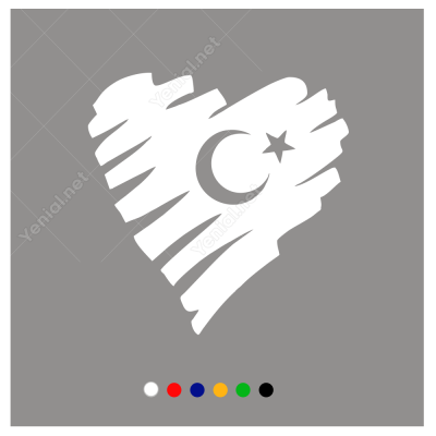 Türk Bayrağı Kalp Araç - Motosiklet Sticker Çıkartma