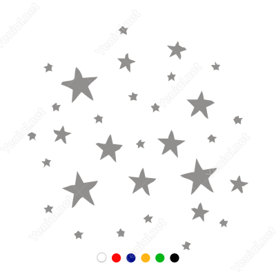 Vitrin Süslemeleri Büyüklü Küçüklü Yıldızlar Stickerı