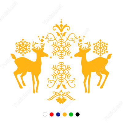 Yeni Yıl Süslemesi İki Geyik Sticker Çıkartma
