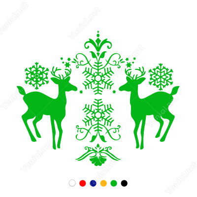 Yeni Yıl Süslemesi İki Geyik Sticker Çıkartma