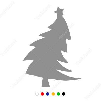 Eğik Yılbaşı Ağacı Sticker Çıkartma Süslemesi
