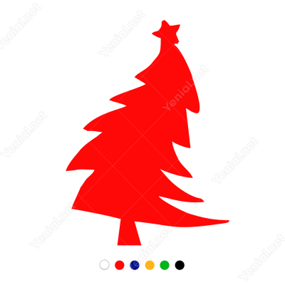 Eğik Yılbaşı Ağacı Sticker Çıkartma Süslemesi