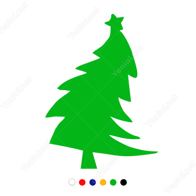 Eğik Yılbaşı Ağacı Sticker Çıkartma Süslemesi