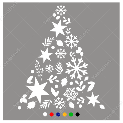 Yılbaşı Ağacı Sticker Çıkartma Süsleme 92x115Cm