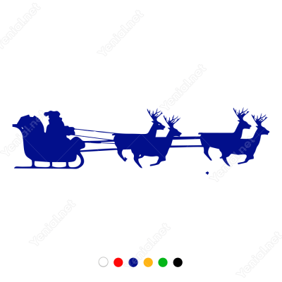 Yılbaşı Noel Baba Ve Geyikleri Sticker Çıkartma