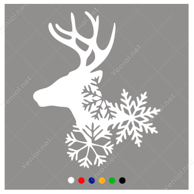 Yılbaşı Süslemeleri Geyik Ve Kartanesi Süslemesi Vitrin Stickeri