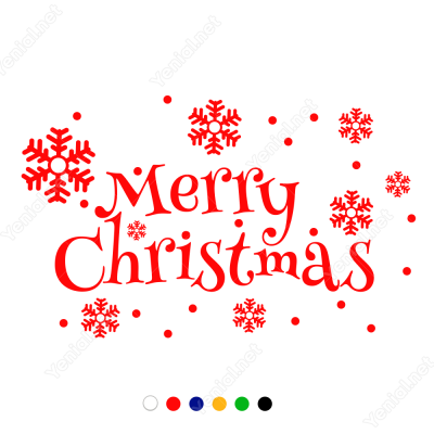 Yılbaşı Süslemeleri Merry Christmas Kar Taneleri Vitrin Düzenlemesi 76x115 cm