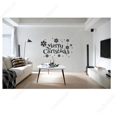 Yılbaşı Süslemeleri Merry Christmas Kar Taneleri Vitrin Düzenlemesi 76x115 cm