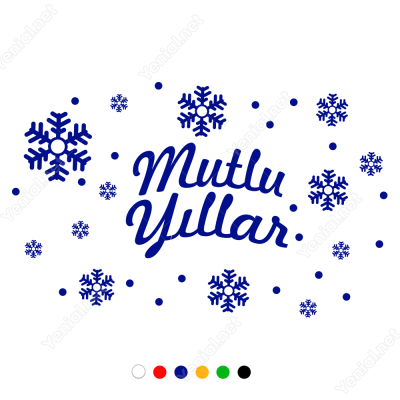 Yılbaşı Süslemeleri Mutlu Yıllar Kar Taneleri Vitrin Cam Vitrin Düzenlemesi 76x115 cm