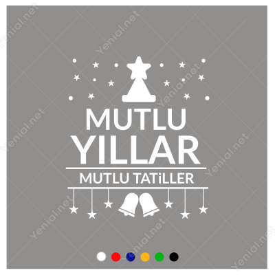 Yılbaşı Süslemeleri Yıldız Şapkalı Mutlu Yıllar Sticker