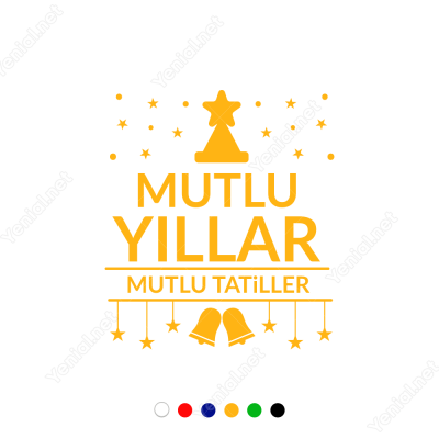 Yılbaşı Süslemeleri Yıldız Şapkalı Mutlu Yıllar Sticker
