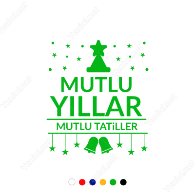 Yılbaşı Süslemeleri Yıldız Şapkalı Mutlu Yıllar Sticker