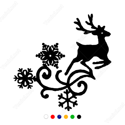 Yılbaşı Süslemesi Geyik Kar Tanesi Desenli Sticker Yapıştırma