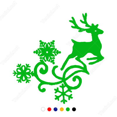 Yılbaşı Süslemesi Geyik Kar Tanesi Desenli Sticker Yapıştırma