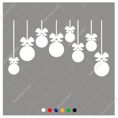 Yılbaşı Süslemesi Süs Balonları Duvar Stickerı