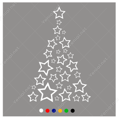 Yıldızlar İle Oluşturulmuş Yılbaşı Ağacı Süslemesi 76x115Cm