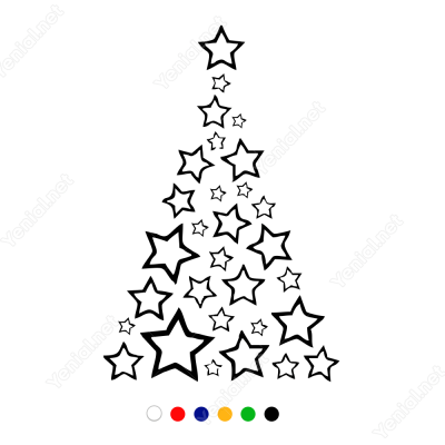 Yıldızlar İle Oluşturulmuş Yılbaşı Ağacı Süslemesi 76x115Cm