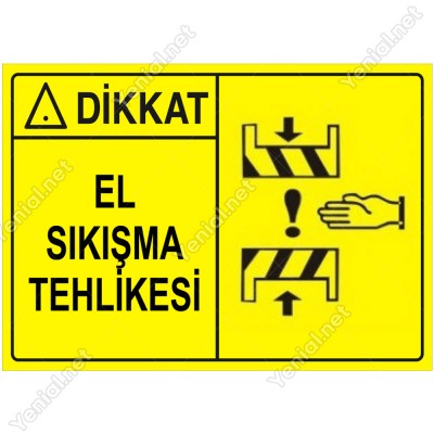Dikkat El Sıkışma Tehlikesi Levhası